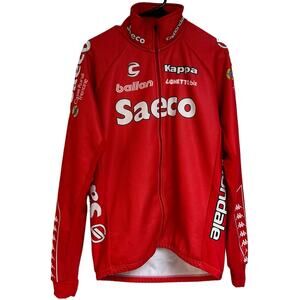 Kappa - Autumn Winter Warm Lined Cycling Shirt Red Saeco Ballan Laghetto Size L